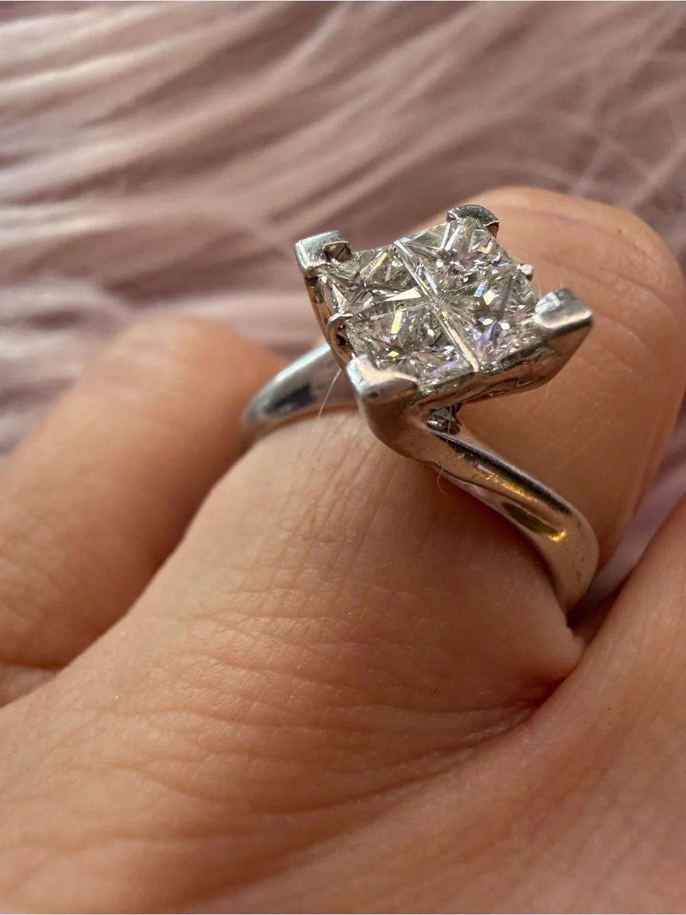 1 CT Princess-Cut Diamond Ring w/ Platinum setting